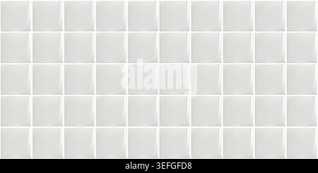 Rivestimento in piastrelle di ceramica bianca con motivo quadrato realistico e pulito per la cucina del bagno e il design dello sfondo interno Illustrazione Vettoriale