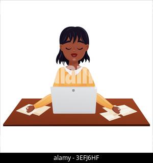 Illustrazione vettoriale piatta isolata su sfondo bianco sulla salute psicologica sul lavoro Illustrazione Vettoriale