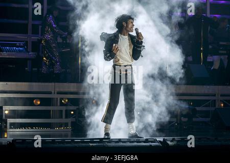 JAAFAR JACKSON in MICHAEL (2026), diretto da ANTOINE FUQUA. Crediti: GK Films/ Lionsgate / album Foto Stock