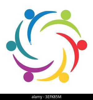 Design e branding del logo del lavoro di squadra Illustrazione Vettoriale