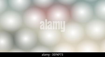 Un motivo senza cuciture di morbide sfere luminose in tonalità pastello sfumate disposte in una griglia esagonale, creando uno sfondo astratto delicato e moderno. Foto Stock