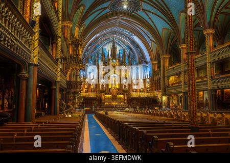 Basilica di Notre-Dame di Montreal - Montreal, Quebec, Canada Foto Stock