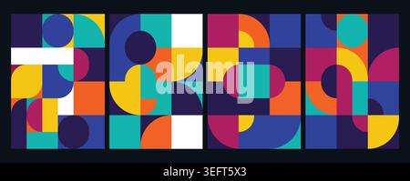 Forme geometriche astratte colorate design di sfondo stile moderno. Illustrazione Vettoriale