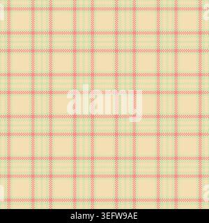 Vettore di sfondo con motivo a molla, motivo a trama tartan. Isolamento tessuto tessile a quadri senza cuciture in colori chiari e frumento. Illustrazione Vettoriale