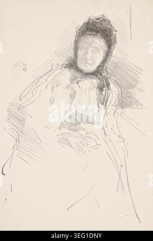 Unfinished Sketch of Lady Haden di James McNeill Whistler, 1895, raffigurante una donna in abito d'epoca con volto rovesciato ed espressione contemplativa Foto Stock