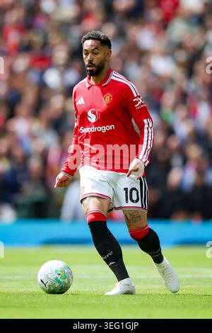 Manchester, Regno Unito. 17 maggio 2026. L'attaccante del Manchester United Matheus Cunha (10) durante la partita Manchester United contro Nottingham Forest Premier League all'Old Trafford, Manchester, Inghilterra il 17 maggio 2026 Credit: Phil Duncan/Every Second Media Credit: Every Second Media/Alamy Live News Foto Stock
