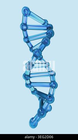 Un'illustrazione dettagliata che raffigura la struttura a doppia elica del DNA con molecole simili al vetro, evidenziando la complessità e la bellezza del biolo cellulare Foto Stock