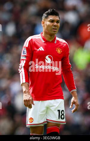 Manchester, Regno Unito. 17 maggio 2026. Centrocampista del Manchester United Casemiro (18) Ritratto durante la partita Manchester United vs Nottingham Forest Premier League all'Old Trafford, Manchester, Inghilterra il 17 maggio 2026 credito: Phil Duncan/Every Second Media Credit: Every Second Media/Alamy Live News Foto Stock