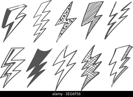 Doodle cartoon Thunderbolts Illustrazione Vettoriale