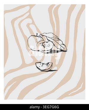 Linee grafiche astratte a vettoriale disegnate a mano stampa semplice e contemporanea con estetica boho forme grafiche organiche. Concetto femminile di moda Illustrazione Vettoriale