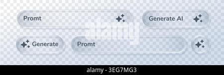 Prompt ai generate for glass icon button and ui Transparent box. Text STAR artificiale per la ricerca di intelligenza artificiale 3d e agente liquido app. Telaio a levetta ai per vetro Illustrazione Vettoriale