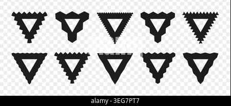 Collezione di cornici triangolari a zig-zag. Illustrazione Vettoriale