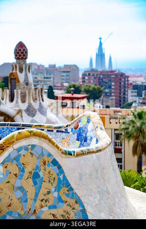 Parco Guell di Antoni Guidi, Barcellona, Catalogna, Spagna Foto Stock
