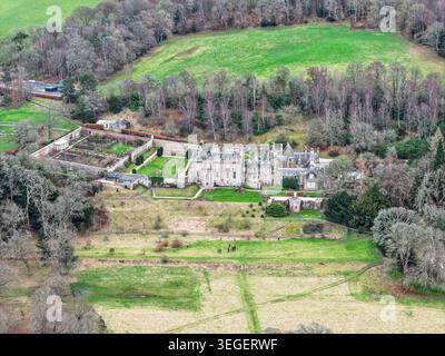 Vista aerea della Abbotsford House con drone Foto Stock