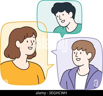 Illustrazione delle bollicine di comunicazione online e della chat sociale Illustrazione Vettoriale