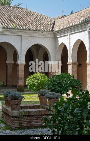Archi del cortile di Albaicin che riflettono l'architettura moresca di Granada, Spagna Foto Stock