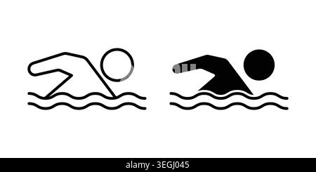 Illustrazione dell'icona del nuoto. Grafica vettoriale pixel Perfect Illustrazione Vettoriale