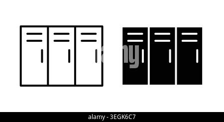 Logo icona armadietti. Icone di stile del contorno con versioni piatte Illustrazione Vettoriale