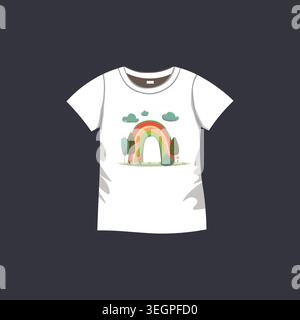 T-shirt, Jersey da donna, divisa sportiva, top fashion corto, blusa con collo rotondo. Illustrazione dello schizzo. Modello Illustrazione Vettoriale