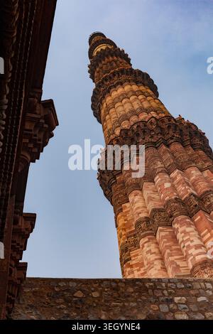 Il minareto, Qutb Minar, Delhi Foto Stock