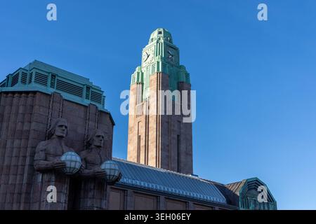 La torre della stazione ferroviaria centrale di Helsinki Foto Stock