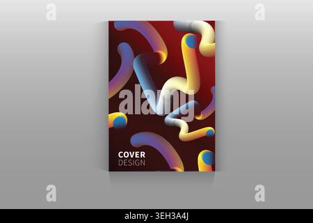 Design astratto della copertina con forme vivaci e colorate disposte in una composizione dinamica Illustrazione Vettoriale