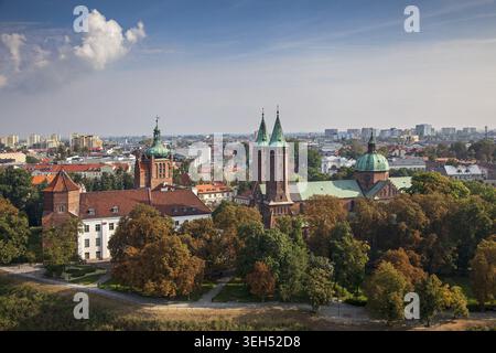 Plock, ex abbazia benedettina e basilica cattedrale NMP. UE, Polonia, Voivodato della Masovia, aereo. Foto Stock