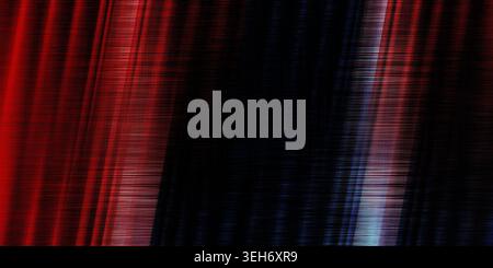 Sfondo astratto ad alto contrasto con striature di luce verticali nei toni rosso e blu, per creare una texture dinamica e glitch con ombre scure. Foto Stock