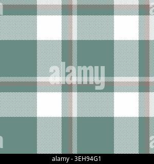 Texture a quadri di fondo da sogno, tessuto tartan senza cuciture. Plaid in tessuto vettoriale con motivo pigiama in una tavolozza di colori pastello e bianco. Illustrazione Vettoriale