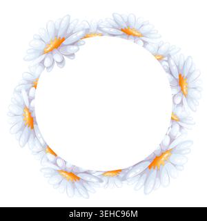 Corona vettoriale di margherite bianche con centri arancioni Illustrazione Vettoriale