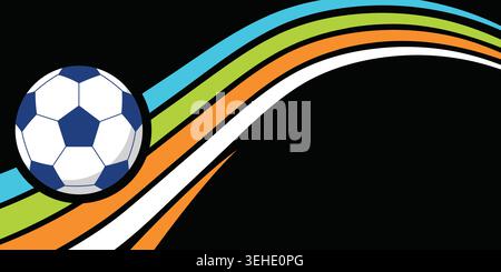 Pallone da calcio con linee colorate e dinamiche Illustrazione Vettoriale