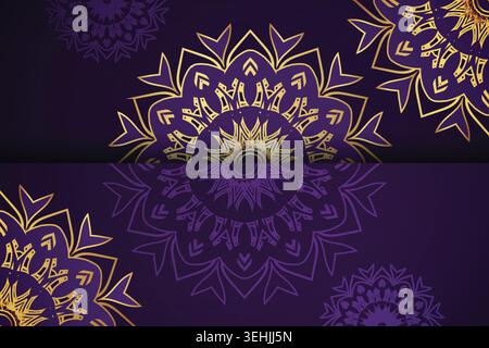 Elegante Mandala con sfondo color marrone con vivaci motivi che irradiano tonalità gioiello Illustrazione Vettoriale