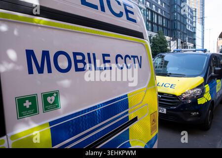 City of London Police Mobile CCTV unit van il 22 maggio 2026 a Londra, Regno Unito. La City of London Police è la forza di polizia territoriale responsabile delle forze dell'ordine all'interno della City of London. Foto Stock