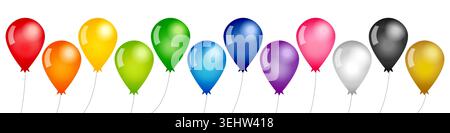 Set di palloncini colorati 3D. Elementi grafici. Design isolato. Illustrazione Vettoriale