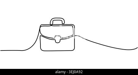 Ambizione professionale: Disegno minimalista a linee continue dell'icona Briefcase Illustrazione Vettoriale
