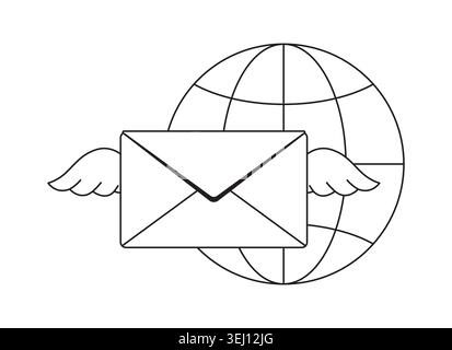 Comunicazione e-mail globale elemento dell'interfaccia utente moderno in bianco e nero Illustrazione Vettoriale