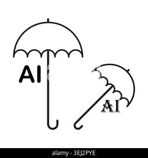 Icona vettoriale della sicurezza dell'intelligenza artificiale. La grafica supporta progetti di cybersecurity e gestione del rischio tecnologico. EPS 10. Illustrazione Vettoriale