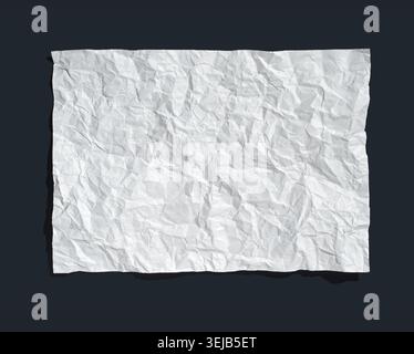 Foglio di carta bianca arricciata su sfondo scuro con texture e ombre Foto Stock