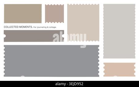 Set di raccolta modello cornice timbro affrancatura minimo Illustrazione Vettoriale