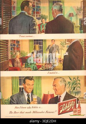 1948 Schlitz Beer Advertisement Life Magazine 19 aprile 1948 - Vintage US press advertising Foto Stock