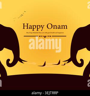 Immagine di Happy Onam Boat Festival Banner Vector Image Illustrazione Vettoriale