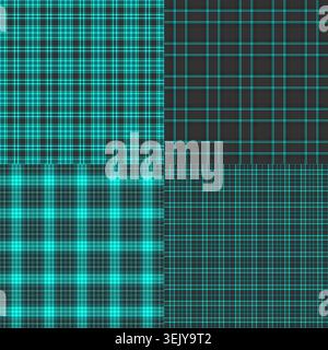 Pacchetto Plaid per inviti online. I motivi di tartan senza cuciture creano eleganti e-card e prodotti digitali stampabili. Illustrazione Vettoriale