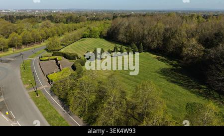 Villaggio aereo di Grappenhall nel Borough di Warrington nel Cheshire. Grappenhall Heys nella foto Foto Stock
