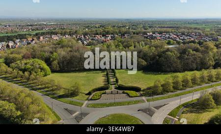 Villaggio aereo di Grappenhall nel Borough di Warrington nel Cheshire. Grappenhall Heys nella foto Foto Stock