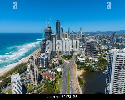 Vista aerea di Surfers Paradise sulla Gold Coast Foto Stock
