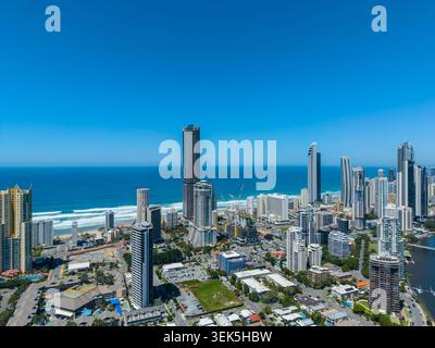 Vista aerea di Surfers Paradise sulla Gold Coast Foto Stock