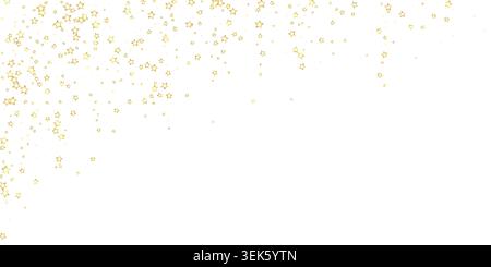 Stelle scintillanti sparse in modo casuale, volando, cadendo giù, fluttuando. Concetto di festa di Natale. Illustrazione vettoriale Festive Stars su sfondo bianco. Illustrazione Vettoriale