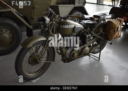 Soesterberg, Paesi Bassi - 31 maggio 2026: Una motocicletta militare d'epoca BSA M20 Foto Stock