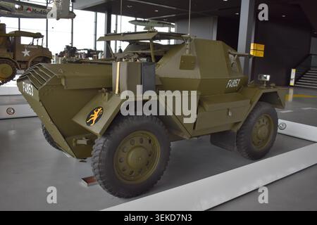 Soesterberg, Paesi Bassi - 31 maggio 2026: Un'auto da ricognizione Daimler Dingo militare d'epoca durante la seconda guerra mondiale Foto Stock