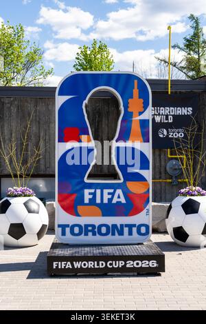 Toronto, Canada - 31 maggio 2026: Coppa del mondo FIFA 2026 Toronto display allo zoo di Toronto Foto Stock